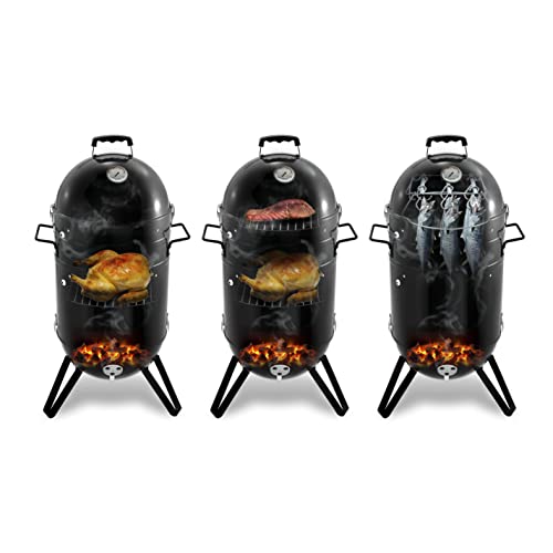 CUE WAY K-1 Vertical Smoker Grill Combo | BBQ Smoker | Multi-Fuel Combination Outdoor Smoker & Grills | Vertical Pellet Smoker | Charcoal Smoker | Wood Pellets Grill-Smokers
