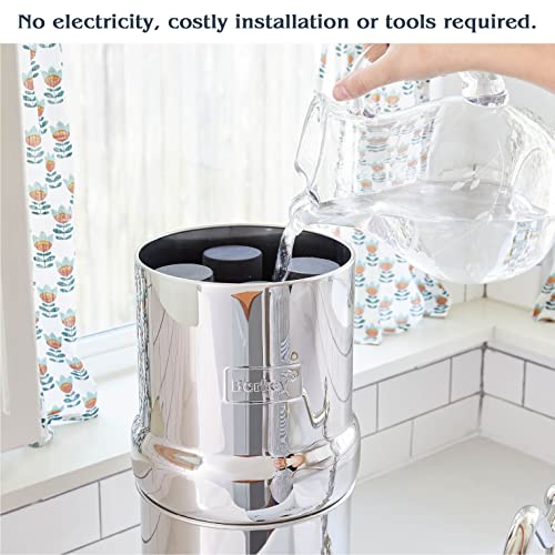 Big Berkey Gravity-Fed Stainless Steel Countertop Water Filter System 2.25 Gallon with 2 Authentic Black Berkey Elements BB9-2 Filters Big Berkey Gravity-Fed Stainless Steel Countertop Water Filter System 2.25 Gallon with 2 Authentic Black Berkey Elements BB9-2 Filters
