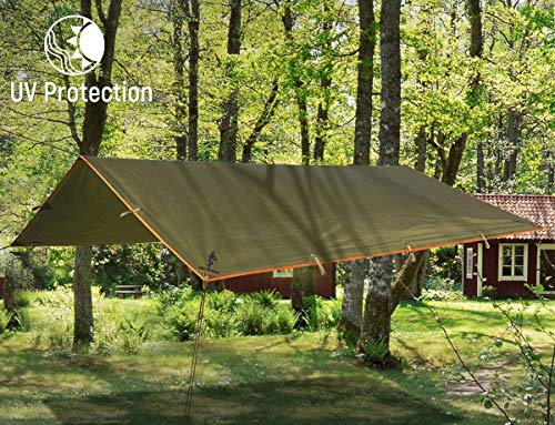 FREE SOLDIER Waterproof Portable Tarp Multifunctional Outdoor Camping Traveling Awning Backpacking Tarp Shelter Rain Tarp (Brown)